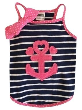 Pup Crew Petco Navy Striped Anchor Dog Shirt Size S
